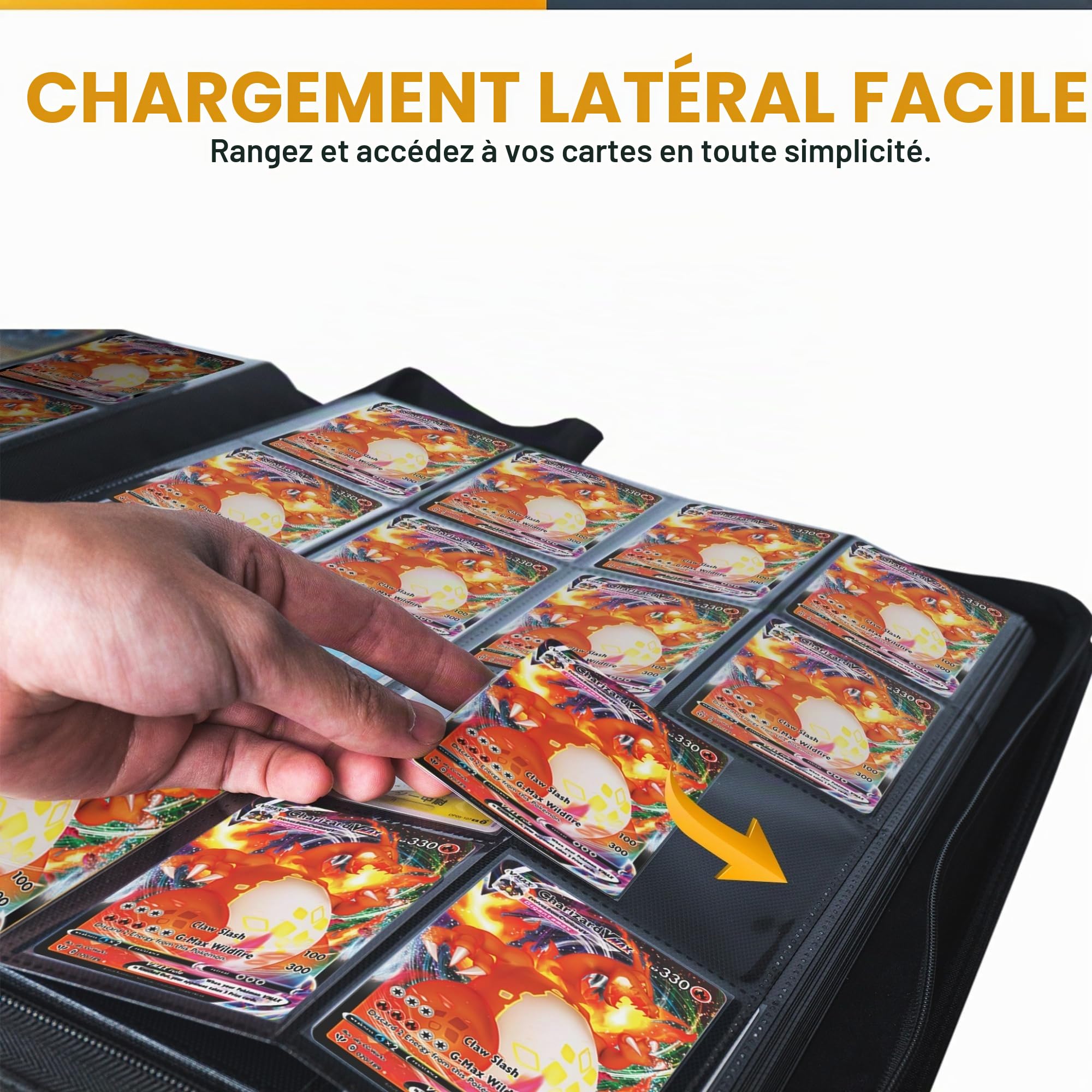 X PRO Classeur à 1000 cartes avec 16 pochettes - Livré avec 200 pochettes - Compatible avec TCG, Sports, MTG et plus encore - Classeur de cartes à collectionner sans anneau - 1000 pochettes