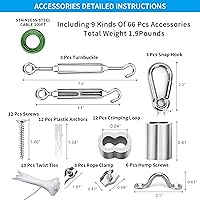 Vista 33 de Kit de suspensión de luces de globo, cable guía de luz para exteriores, cable de acero inoxidable recubierto de vinilo, incluye PVC transparente