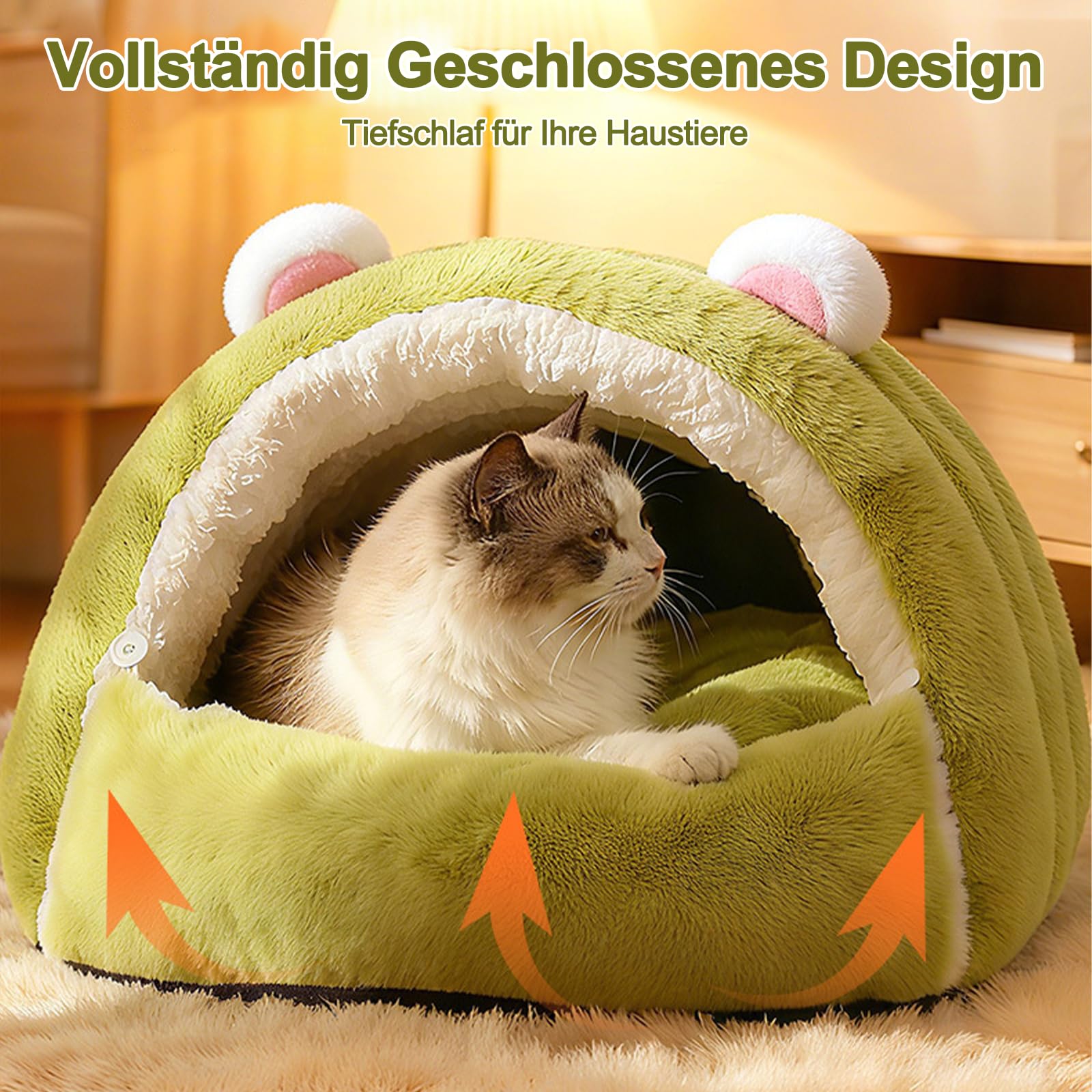 Galatée Katzenhöhlenbett, Haustierzelt Mit Rutschfestem Boden, Niedliches Katzenhaus, Weicher, Warmer Haustierunterschlupf, Weiches Und Bequemes Hundebett(L, Grau)
