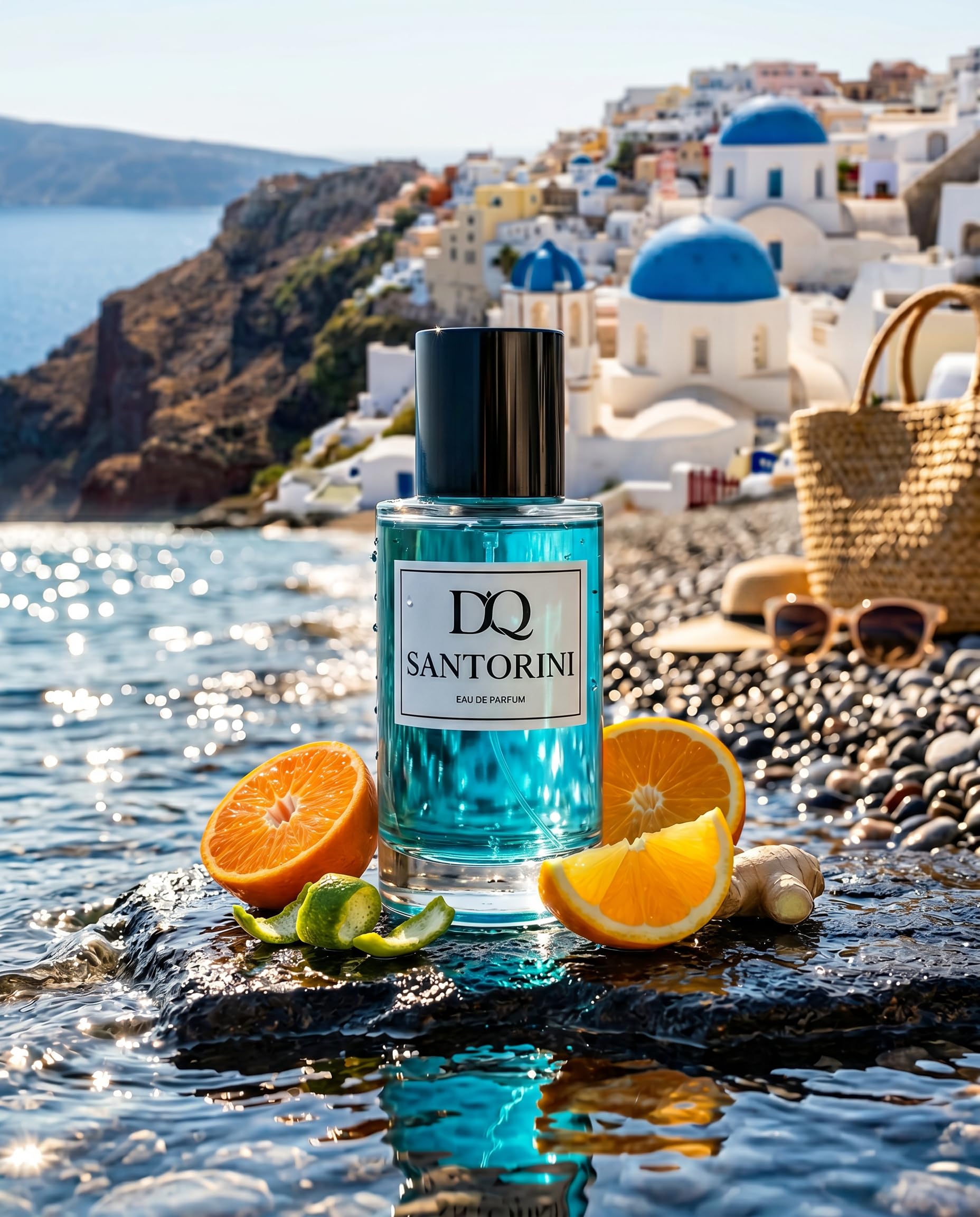 D'QAR Santorini Eau de Parfum 50 ml – Frischer Sommerduft mit Bergamotte, Zitrone & mediterranen Noten – Unisex Parfum für Damen und Herren