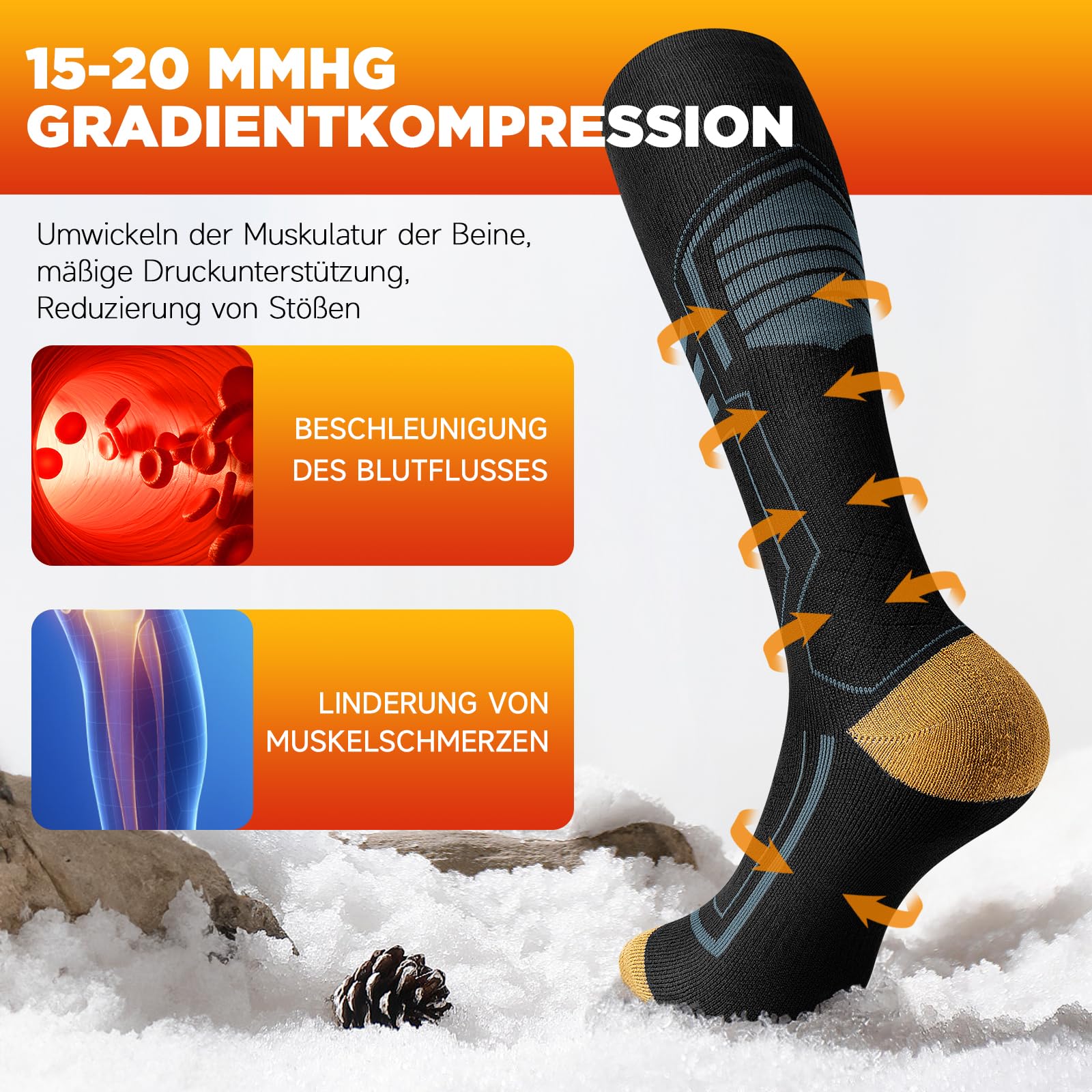 PULIOU Chaussettes de ski en laine mérinos, résistantes et chaudes, épaisses, respirantes et à séchage rapide, spécialement conçues pour le ski, unisexes