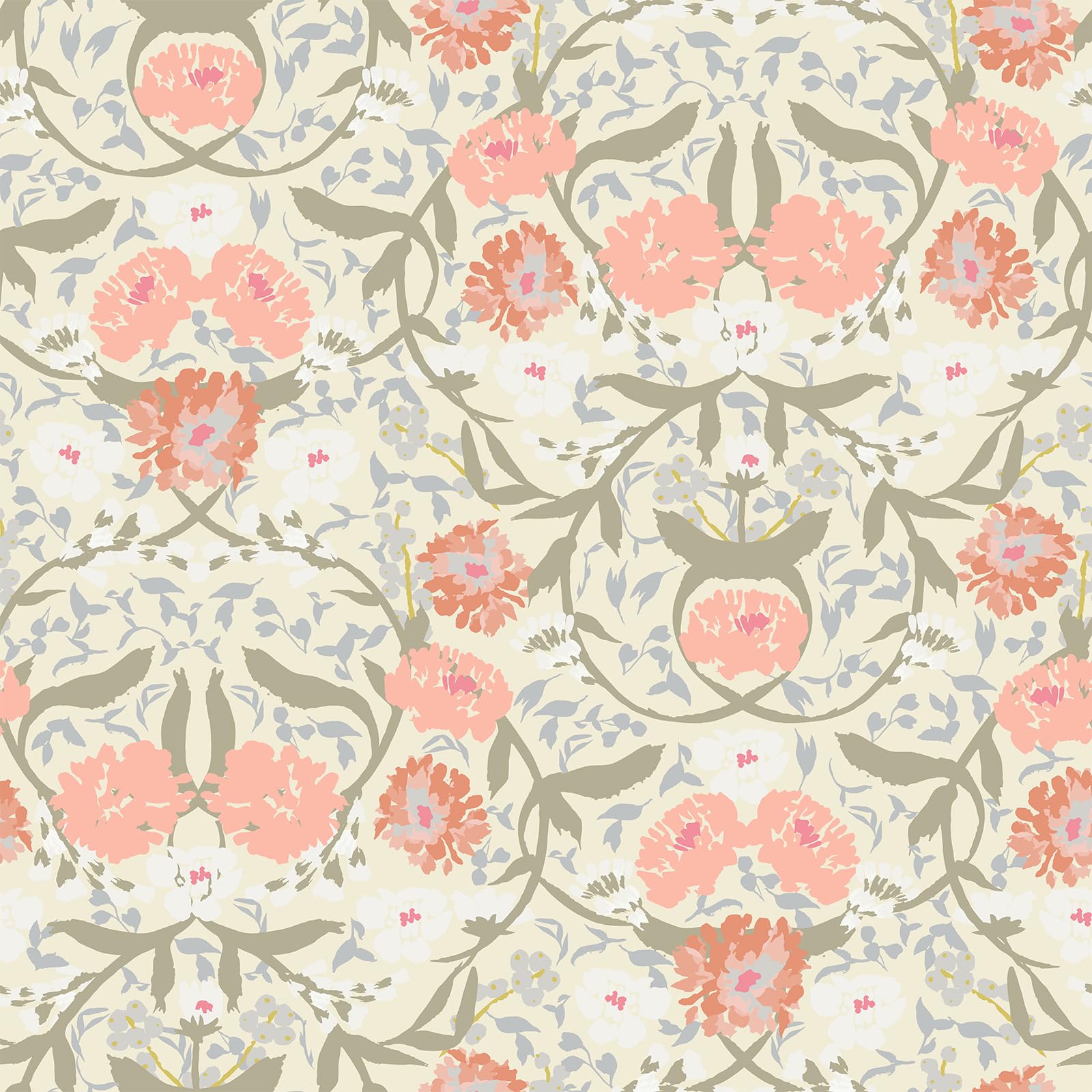 Papier peint floral amovible vintage pour mur de chambre coucher