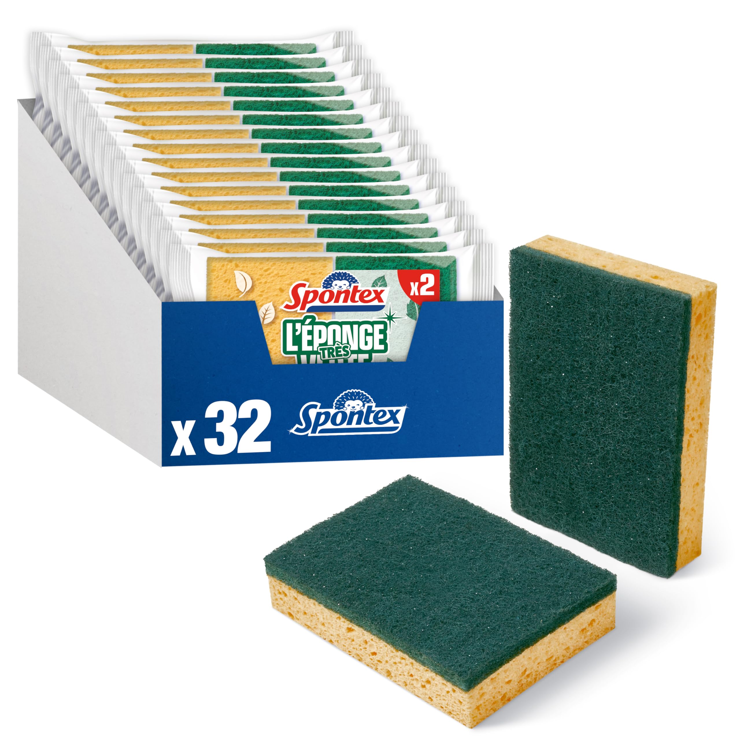 Spontex Eponges Très Vertes Grattantes Fibres recyclées Scourer Case