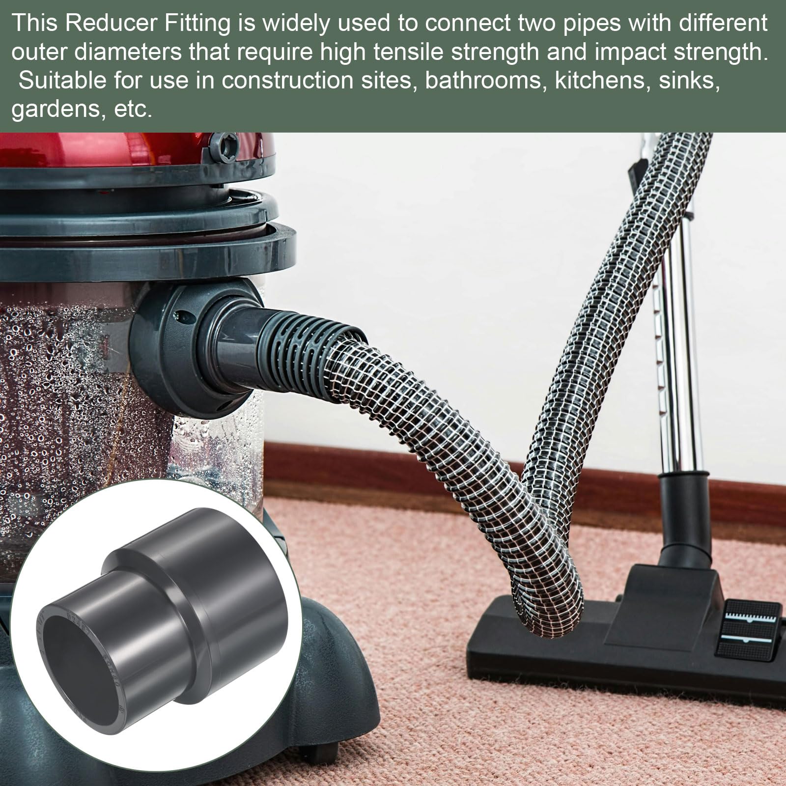 YOKIVE UPVC Reducer Fitting, Straight Adapter Connector Connect Pipe Socket Schedule 80, Great for Bathroom Kitchen - Image 3