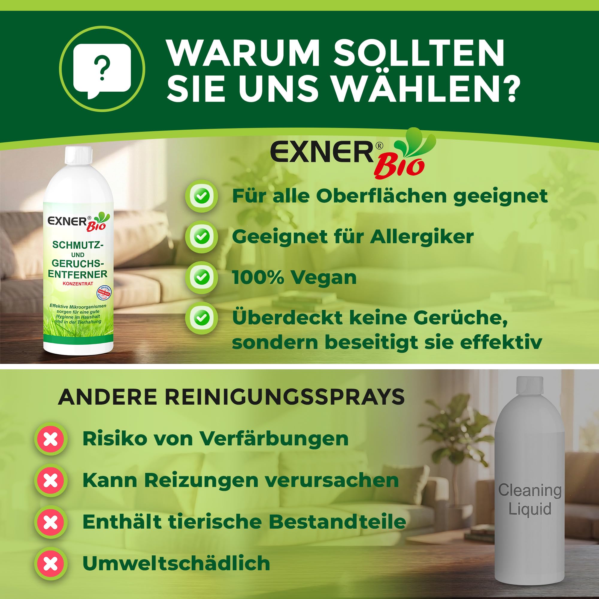 Enzymreiniger Konzentrat gegen Tiergerüche & organische Gerüche – Geruchsentferner & Geruchsneutralisierer mit effektiven Mikroorganismen gegen Urin, KOT & Erbrochenes – 1 Liter