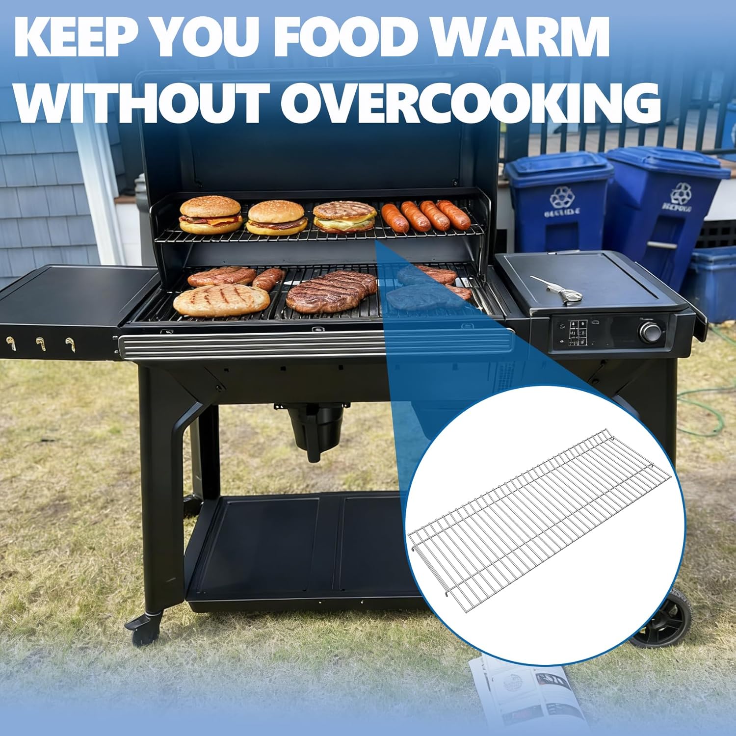 SafBbcue Grill Warming Rack for Traeger Woodridge TFC97XLH TFB97JLH TFC97JLK, Stainless Steel Grill Upper Rack Replacement Parts for Traeger Wood Pellet Grill