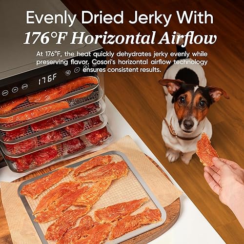Vista 12 de COSORI - Deshidratadora de alimentos (50 recetas) con control de temperatura, 6 bandejas de acero inoxidable, listada ETL, para charqui, fruta, Negro