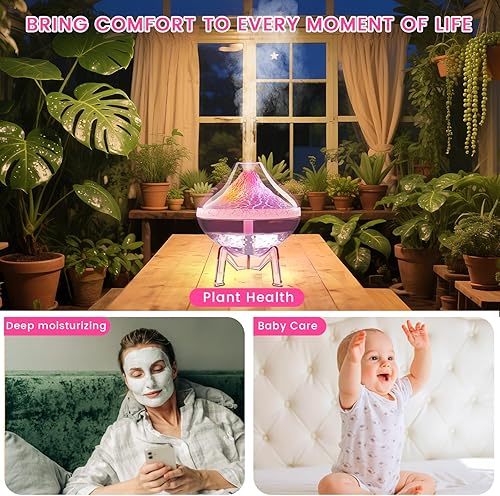 Miniatura 7 de Humidificador volcánico humidificador ultrasónico de niebla fría con sensor de humedad, silencioso, apagado automático, humidificadores para