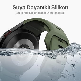 Teknoft Samsung Galaxy Watch 7/6/5/4/FE Serisi (40mm/44mm), Watch 6/4 Classic (47mm/43mm/42mm) ve Samsung Watch 5 Pro (45mm) İçin Yumuşak ve Konforlu Rugged 20mm Silikon Kordon