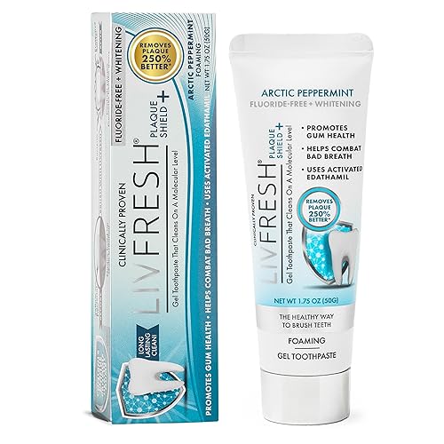 Gel dental Livfresh, clínicamente probado para eliminar la placa un 250% mejor, mejora la salud de las encías un 190% mejor, reduce la acumulación