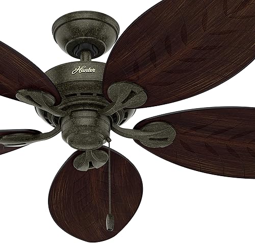Miniatura 2 de Hunter Ventilador de techo para exteriores de 54 pulgadas de oro provenzal contemporáneo y cadena de tracción (renovado)