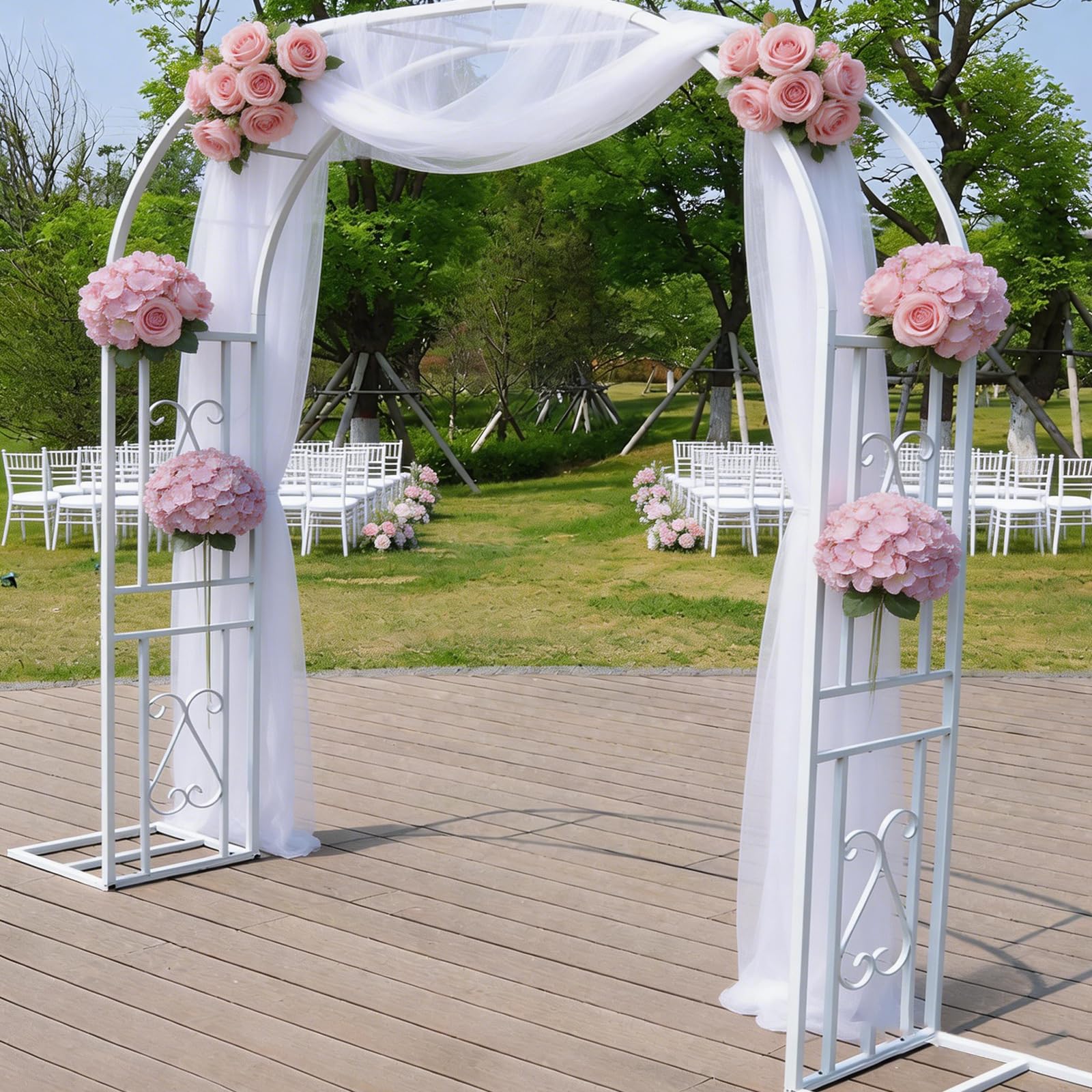 Arche de jardin en métal robuste pour plantes grimpantes, arche de mariage durable pour terrasse, jardin, pelouse et allée – Support de plantes d'extérieur pour décoration de jardin