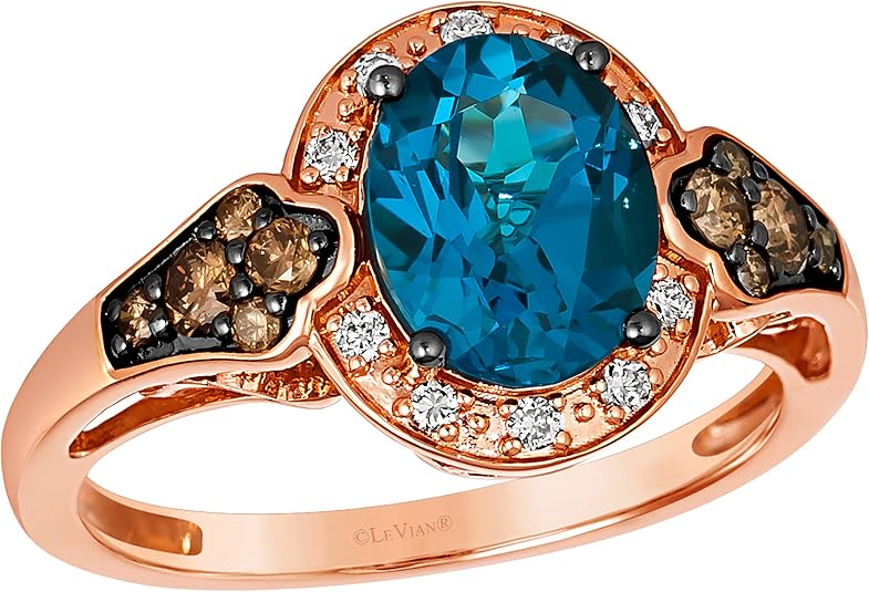 Le Vian 1/3 CT White & Chocolate Diamond Band Ring, 14K Rose/Yellow Gold, Size 5–10