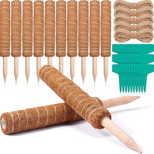 Paquete de 10 postes de musgo, poste de musgo de coco de 112 pulgadas para plantas Monstera, poste para plantas trepadoras de interior, plantas en