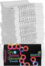 FRAMAR Dry & Byeee Disposable Salon Towels, Hair Towel, White Towels, Face Towel, Spa Towels for Hair Salon and Spa Quality Softness, Hair Towels, Hair Wrap Towel - Ecofriendly, Nails Supply, Hand Towels, Gym Towel, Cleaning Supplies – Biodegradable - 50 Count