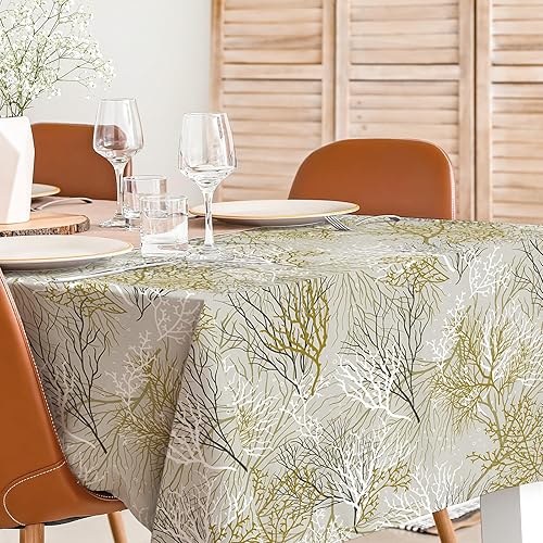 Miniatura 2 de AnyDesign - Mantel rectangular costero de tela coral océano, mantel de mesa con temática de playa para fanáticos del mar, para picnic, hogar,