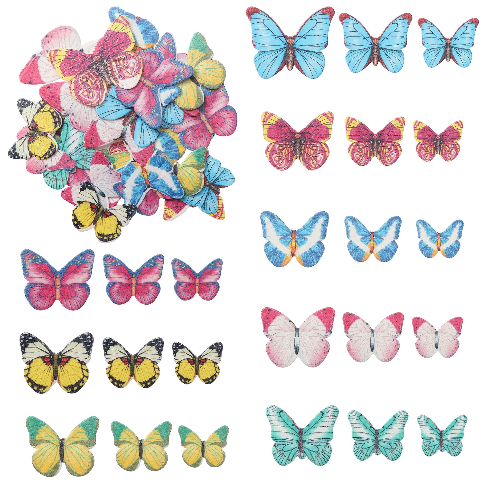Gyufise 40Pcs Edible Butterfly Cupcake Toppers Cake Decorations Wedding Cake Birthday Party Food Decoration Mixed Size & Colour