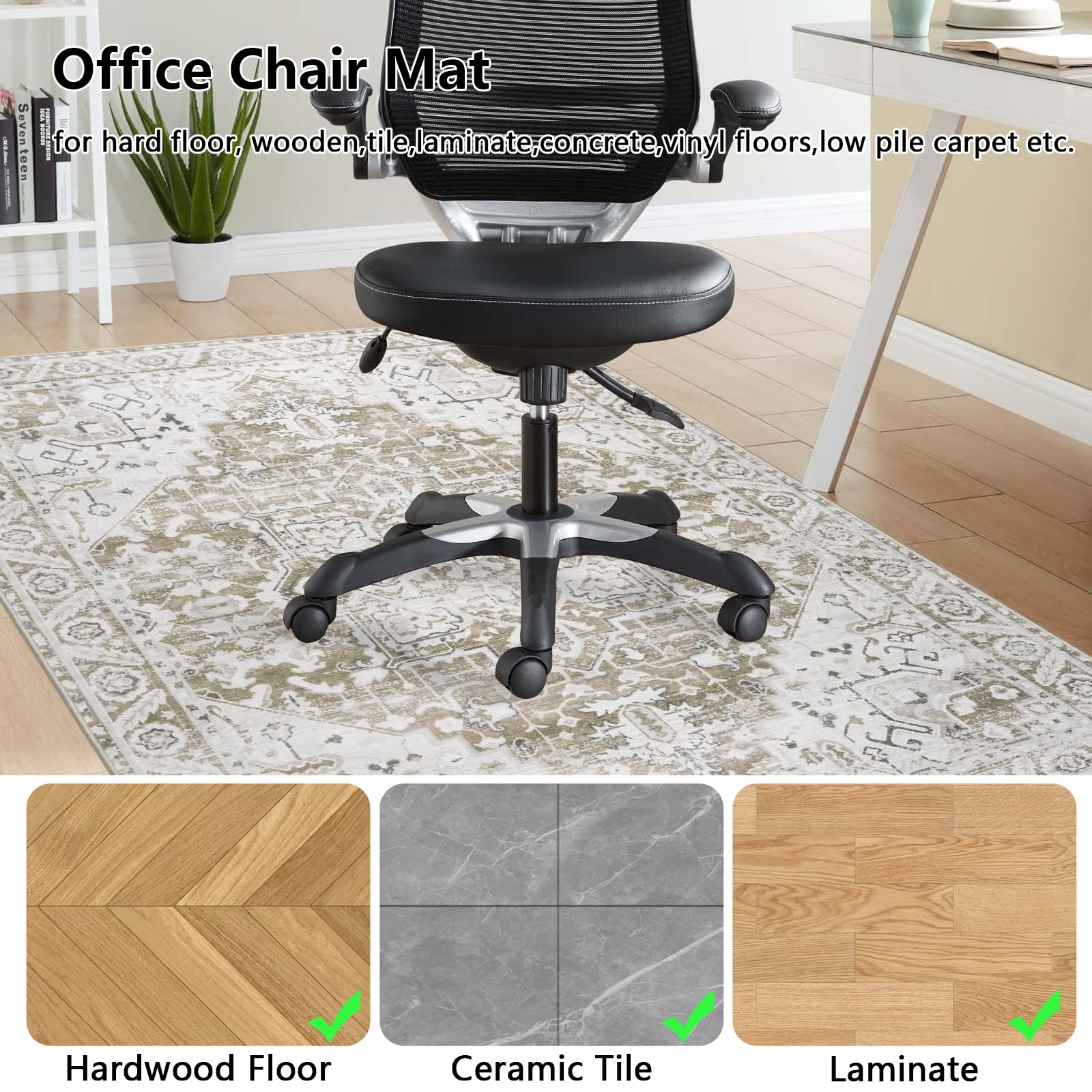 Famibay Protector Suelo Silla Ruedas 120x150cm Alfombra Silla Escritorio Antideslizante Alfombra Protectora Suelo para Silla de Oficina Lavable para Suelo Duro Baldosas Beige Marrón