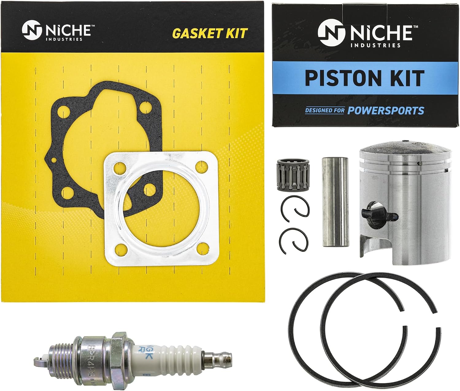 NICHE Piston Gasket Kit for Kawasaki KDX50 Suzuki JR50 11061-S041 11241-04010 11004-S004 11141-04000 (41mm)