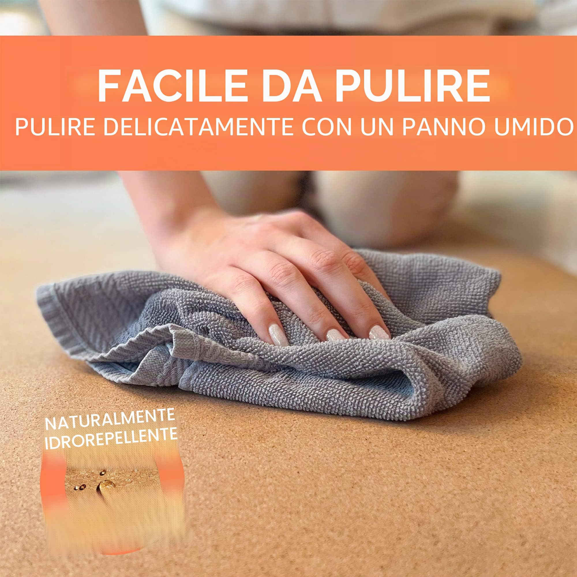 Tappeto per gattonare Famifidus senza sostanze inquinanti - tappeto da gioco per bambini in sughero e gomma naturale - 180 x 135 cm - tappetino con spessore di 4,5 mm