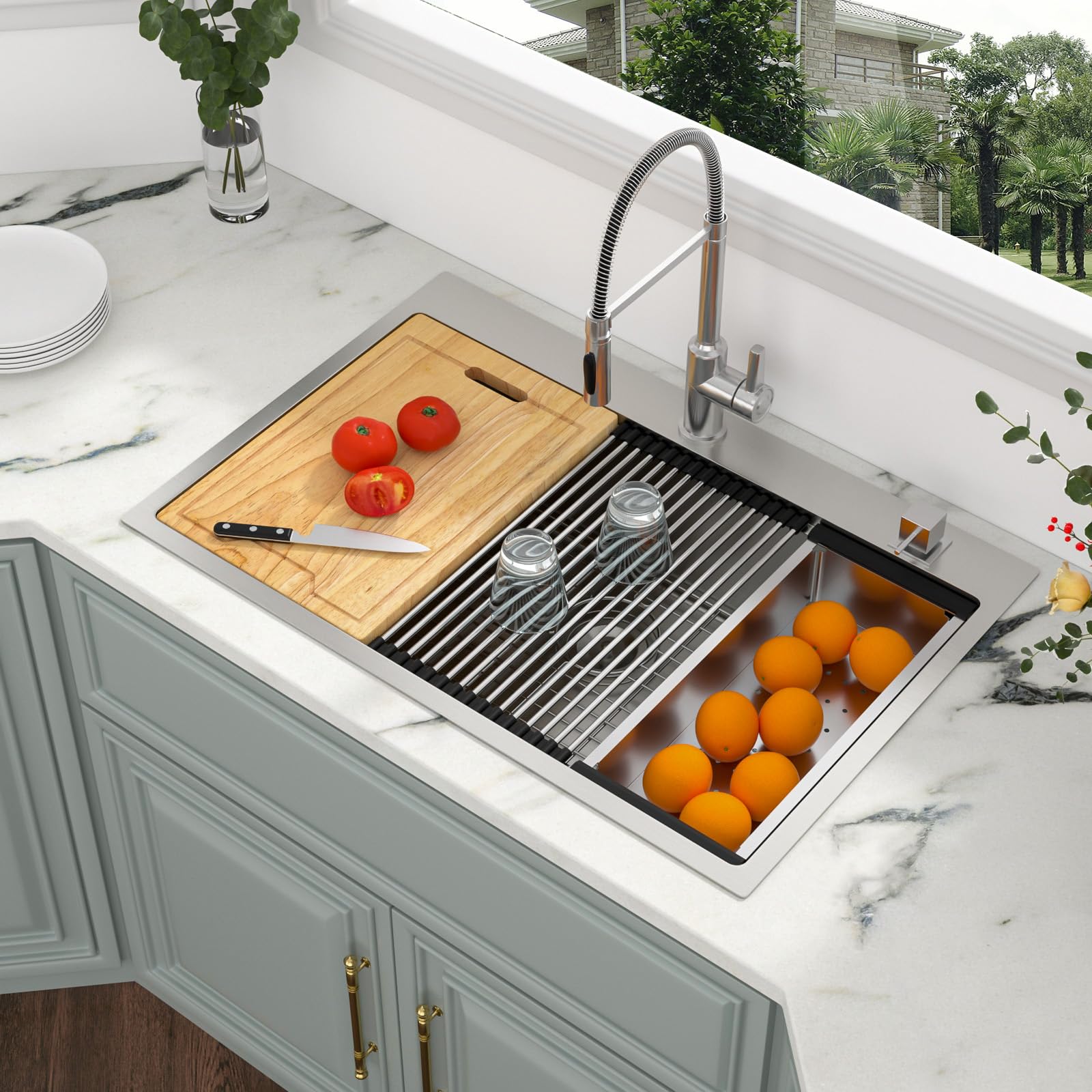 Kichae 33 Kitchen Sink Drop In Workstation