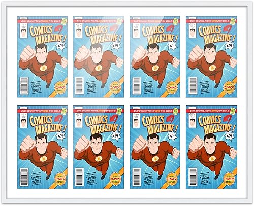 Miniatura 112 de Poster Palooza Marco de cómic con paspartú para 4 cómics de la era actual publicado después de 1985, marco de cómic negro para cómics de 6.875 x