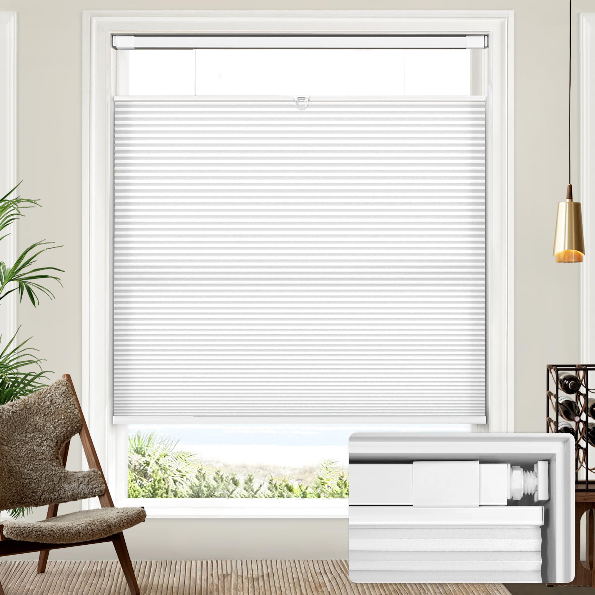 SIMILAR TO…Lazblinds Upgraded Top Down Bottom Up (TDBU) Honeycomb Blinds, No Drill No Tools Easy Install Cordless Cellular Shades for Windows 22" W x 48" H, White - Light Filtering