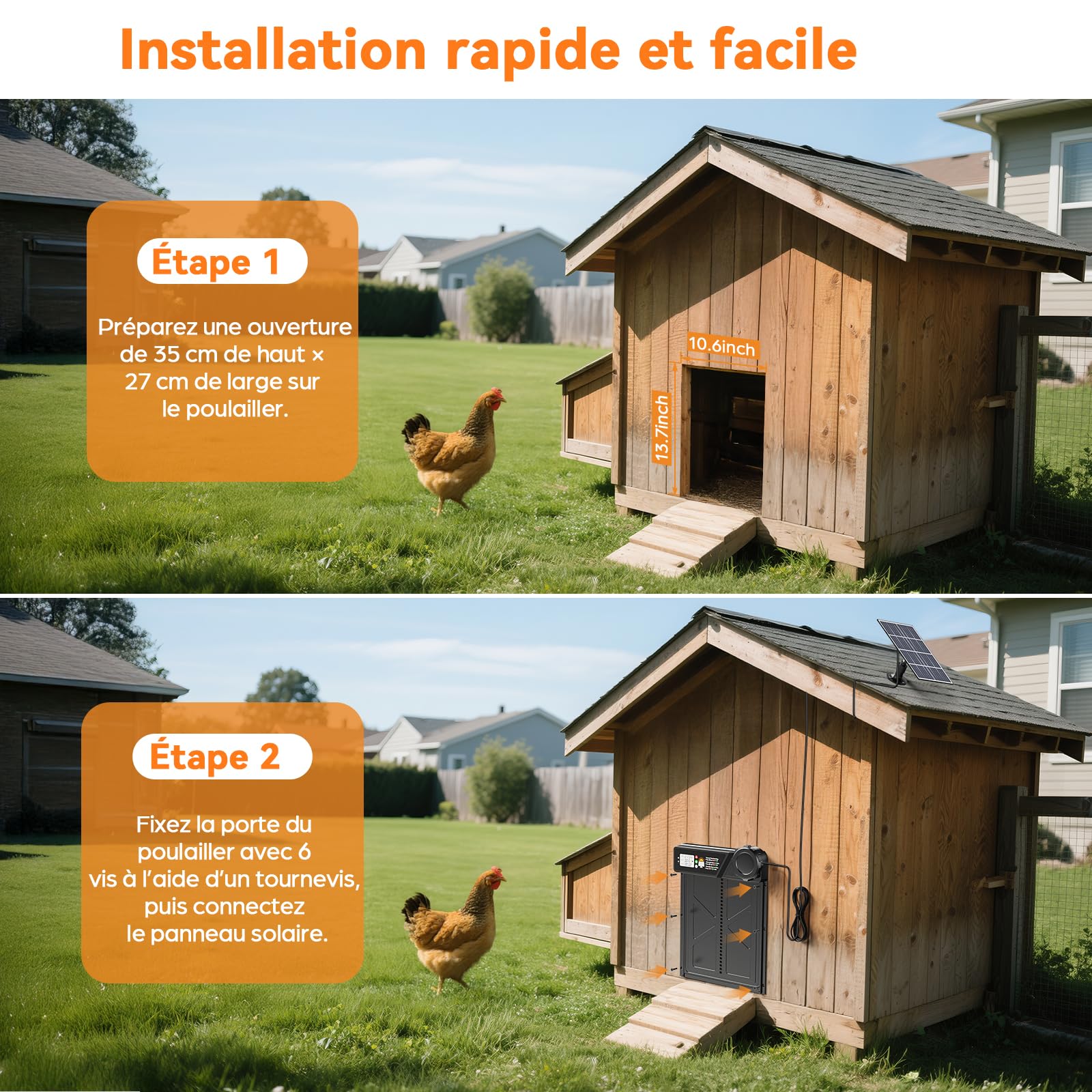 Grande Porta Automatica Pollaio Solare, Porta Automatica Pollaio in Alluminio con Timer, Telecomando, Funzione Anti-pizzico, Schermo LCD Impermeabile per Galline, Anatre e Oche