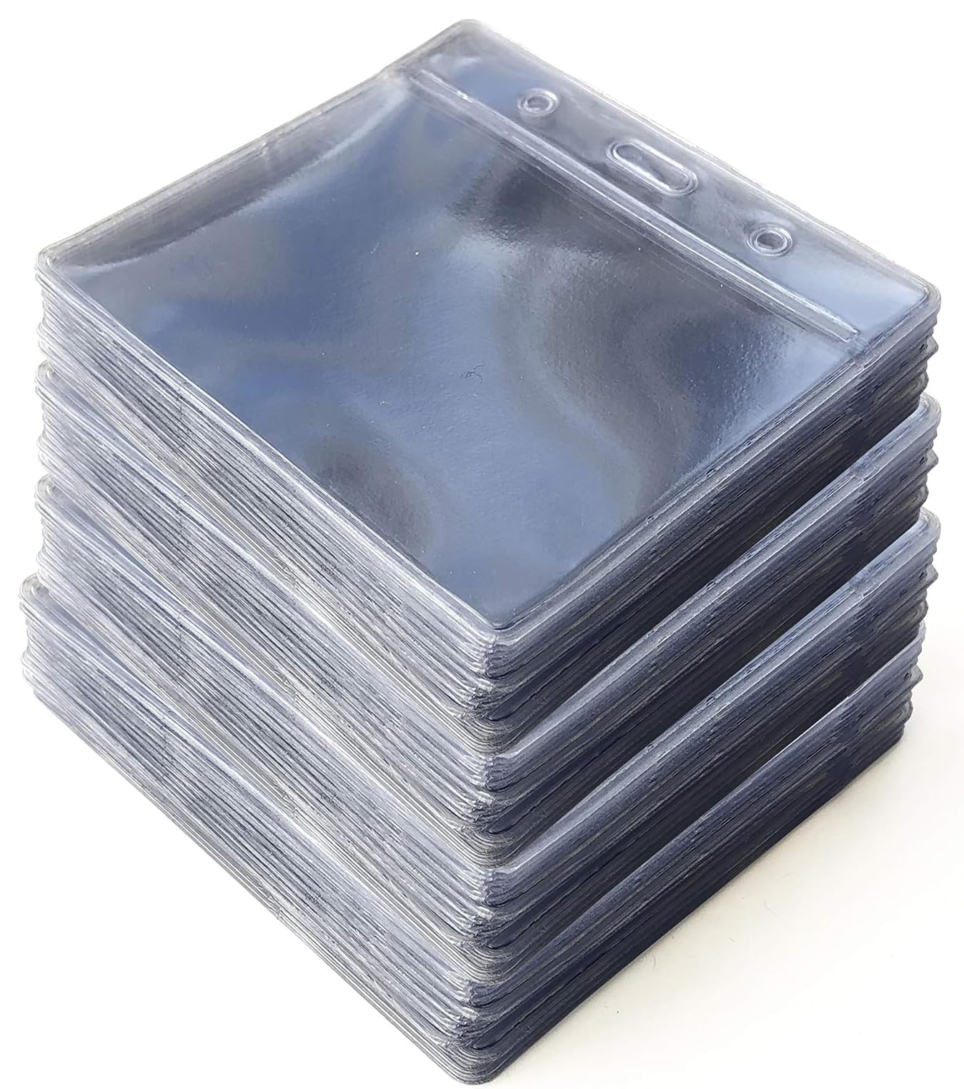 PCL Media ltd® Pack of 100 Clear ID Pockets for Visitor Lanyards Vinyl Pocket ID Card Holder - Insert Size 60mm high x 90mm Wide — image 1