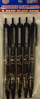 NCAA Vanderbilt Commodores 5 Pack Click Pens - Black Ink