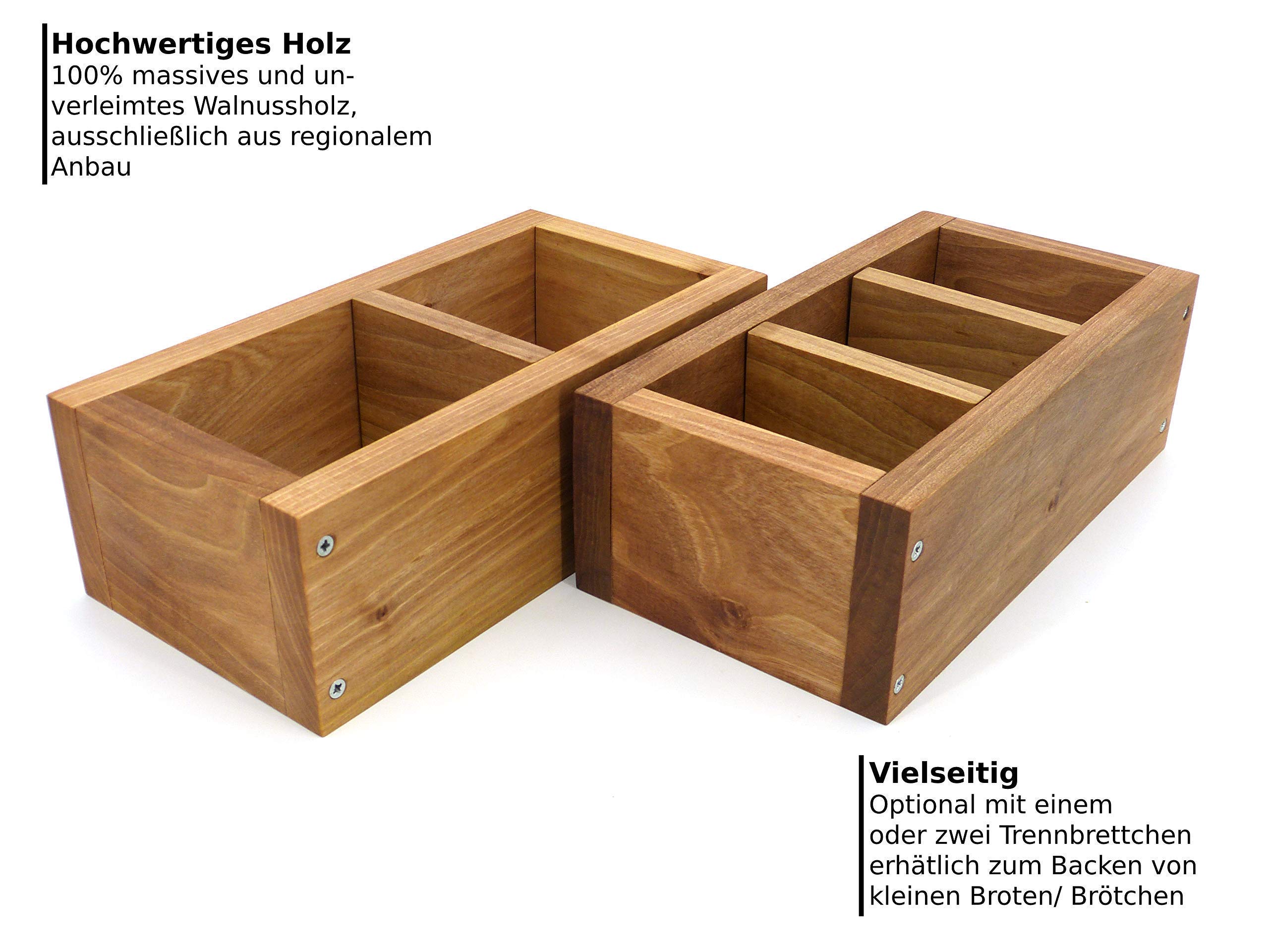 Holzwerk Premium Brot-Backform - hitzebeständiges massives Walnuss-, Birnen-, Apfel-holz – hochwertiger Brot-Backrahmen inkl. Rezept– natürlicher Holz-backrahmen – Handarbeit – Made in Germany