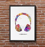 Vista 5 de Dignovel Studios 13X19 Unframed Headset with Sound Wave Headphone Game Room Watercolor Art Print Poster Archival Fine Nursery Home Decor Wall