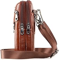 Vista 5 de Funda de cuero para teléfono celular, bolsa de cadera para hombre, bolsa vertical con clip para cinturón, funda de transporte con ranuras