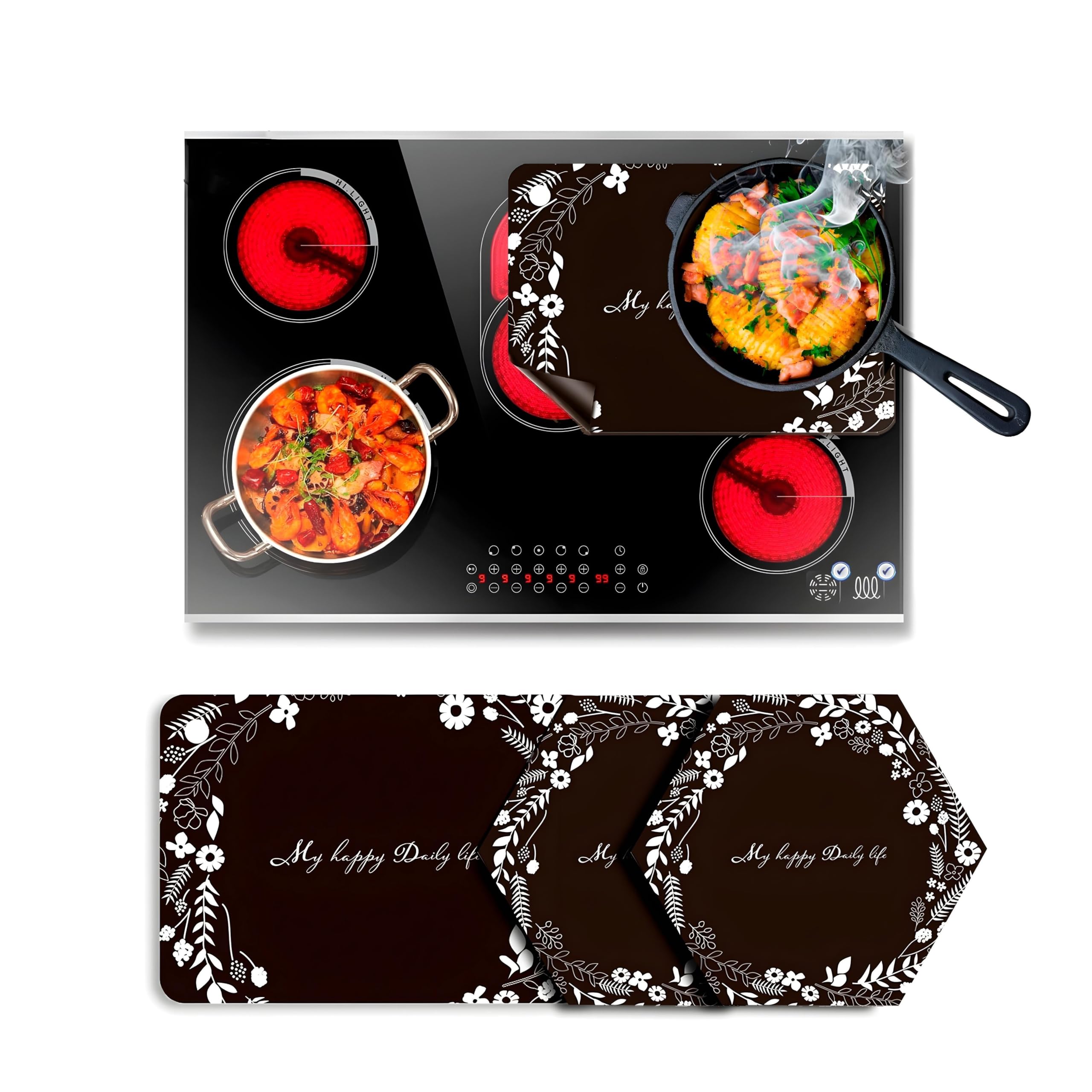 Induction Adapter | Adapter for Induction | Ceramic Hob Cover | Induction Plate Protector | ProtectoR Induction for Cooking | Pack of 3 Protective Mats for Induction and Ceramic Hob