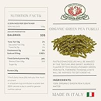 Vista 2 de Rustichella d'Abruzzo Fusilli orgánico de guisantes verdes (paquete de 3), 8.82 oz cada uno, pasta corta sin gluten, hecha de harina de guisantes