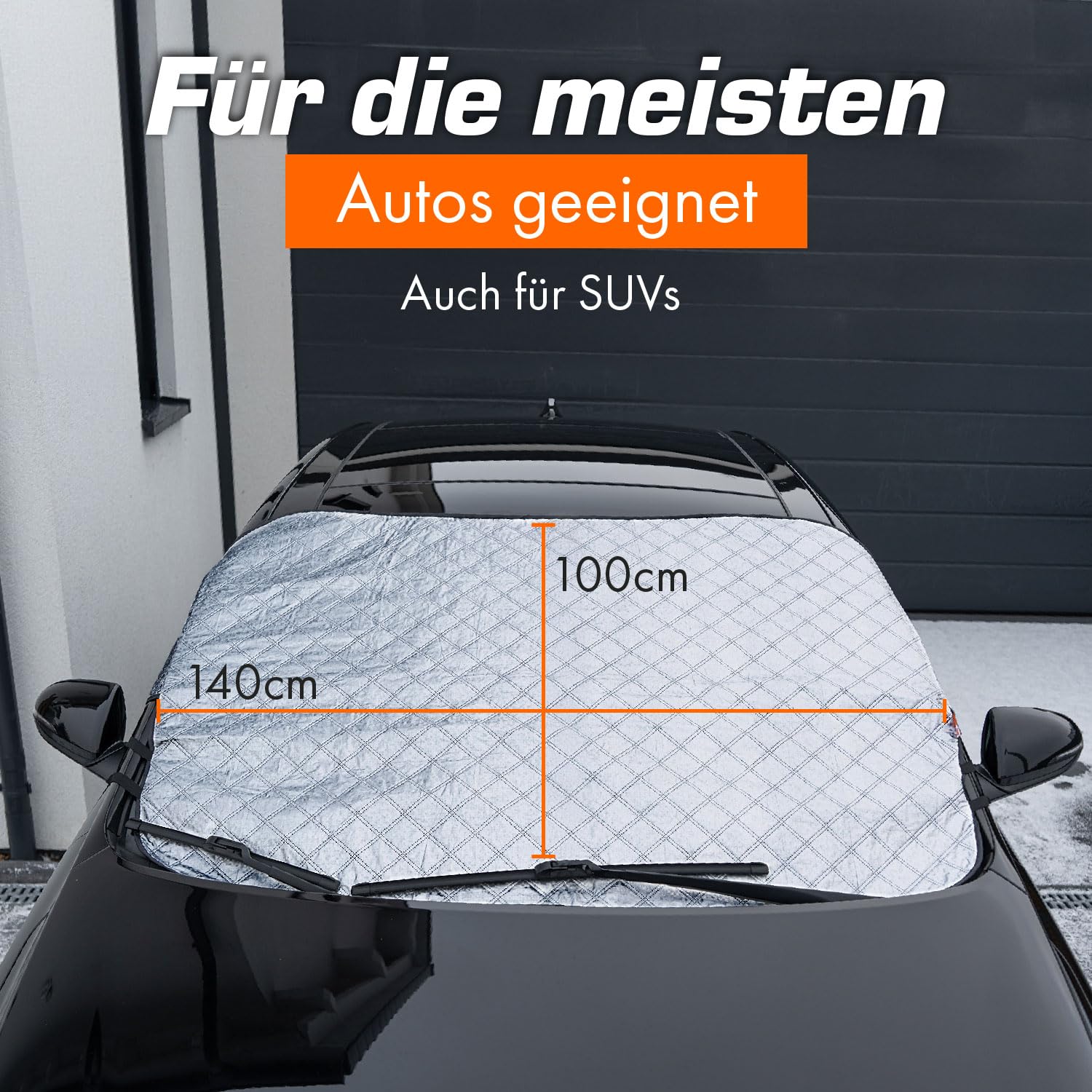 Upgrade4cars Auto Abdeckung für die Frontscheibe | Kfz Outdoor Abdeckplane für Sommer & Winter | Frontscheibenabdeckung Windschutzscheibenabdeckung Frostschutz