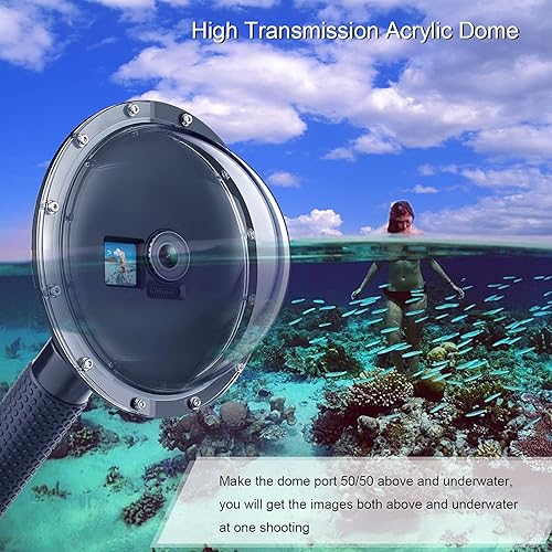 Miniatura 8 de Cúpula para DJI OSMO Action 1 Cámara 147 pies impermeable Dome Port Housing Case Underwater 50/50 HD lente fotografía con mango flotante Accesorios