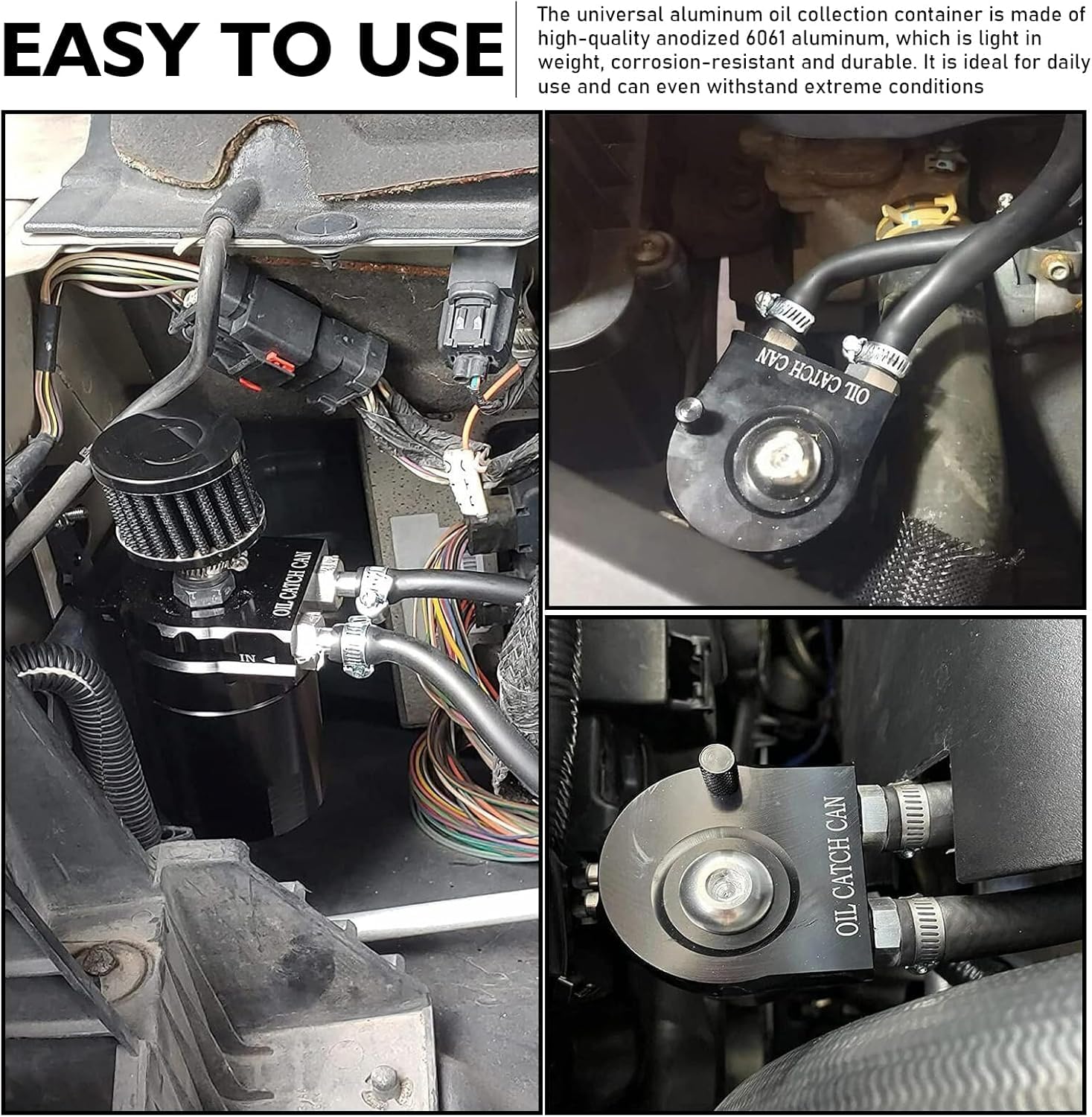 Aicharynic Réservoir de récupération d'huile avec filtre à air, canne à huile de 400ml, réservoir de récupération d'huile en aluminium, réservoir à huile, réservoir de voiture avec accessoires, tuyau