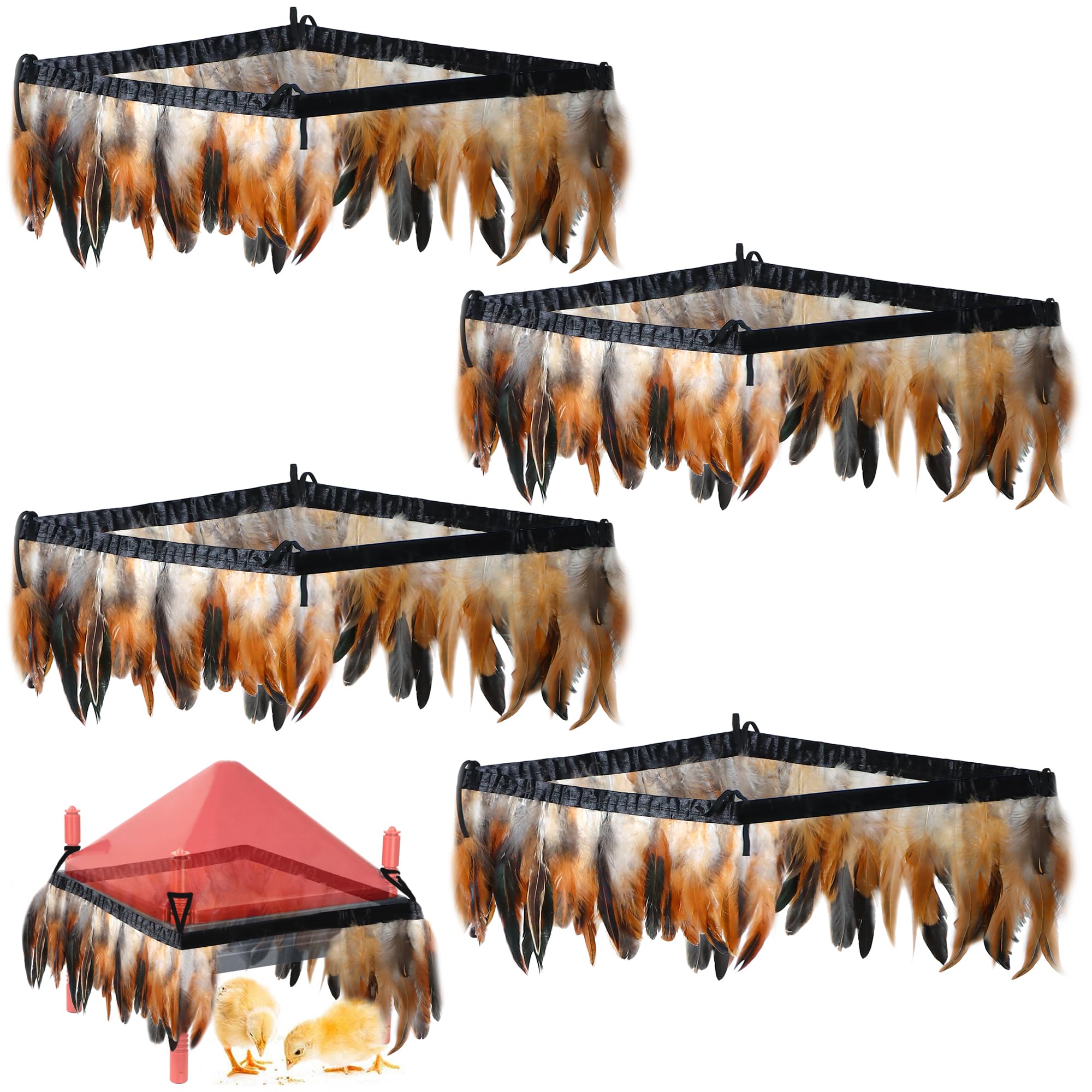 Atvkov Feathers for Chick Brooder Heating Plate Comfort Feathers for Chick Warmer Chicken Coop Brooder Plate Warm Like Mother Hen (10" x 10", 4 Pack)