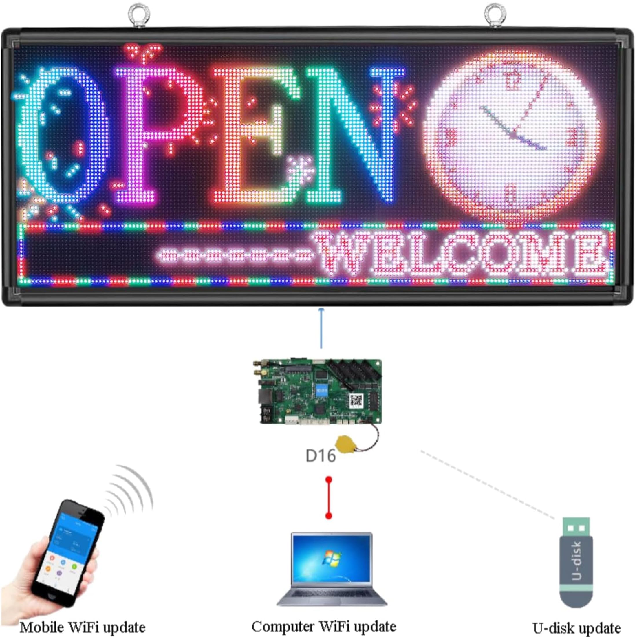 Amazon | 横縦両用 屋内外両用 カラーP6 LED電光掲示板 LED看板 103