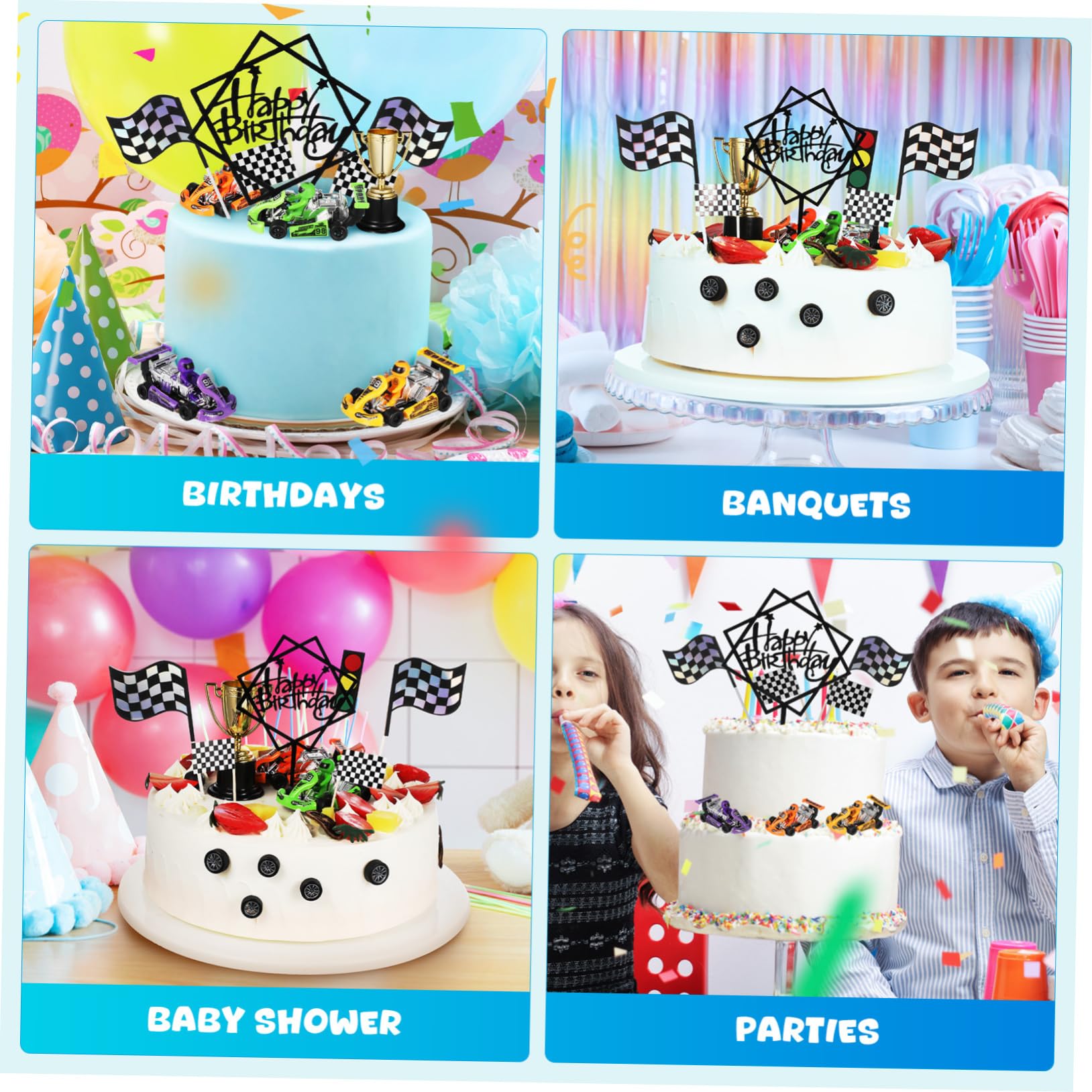 Abaodam 23pezzi Decorazioni Per Torte Tema Auto Da Corsa Topper Per Torte Compleanno Decorazioni Per Feste Di Compleanno Ragazzo Ragazza Accenti Festivi Per Eventi e Celebrazioni Racconti