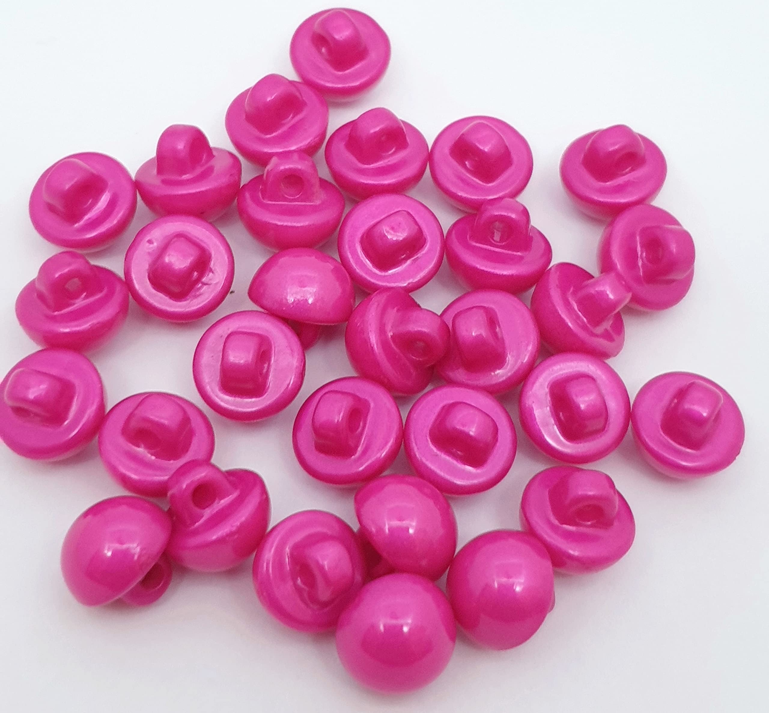 MajorCrafts® 30pcs 10mm High-Grade Acrylic Small Round Sewing Mushroom Shank Buttons (Dark Pink)