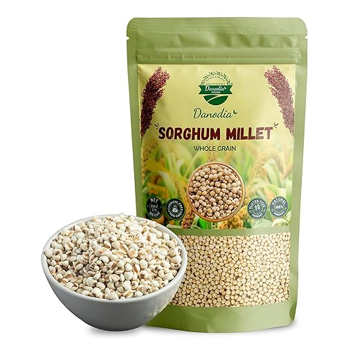 Danodia Foods Mijo de sorgo blanco natural sin pulir Mijo indio rico en fibra proteica y hierro Sin gluten - 2.2 lbs