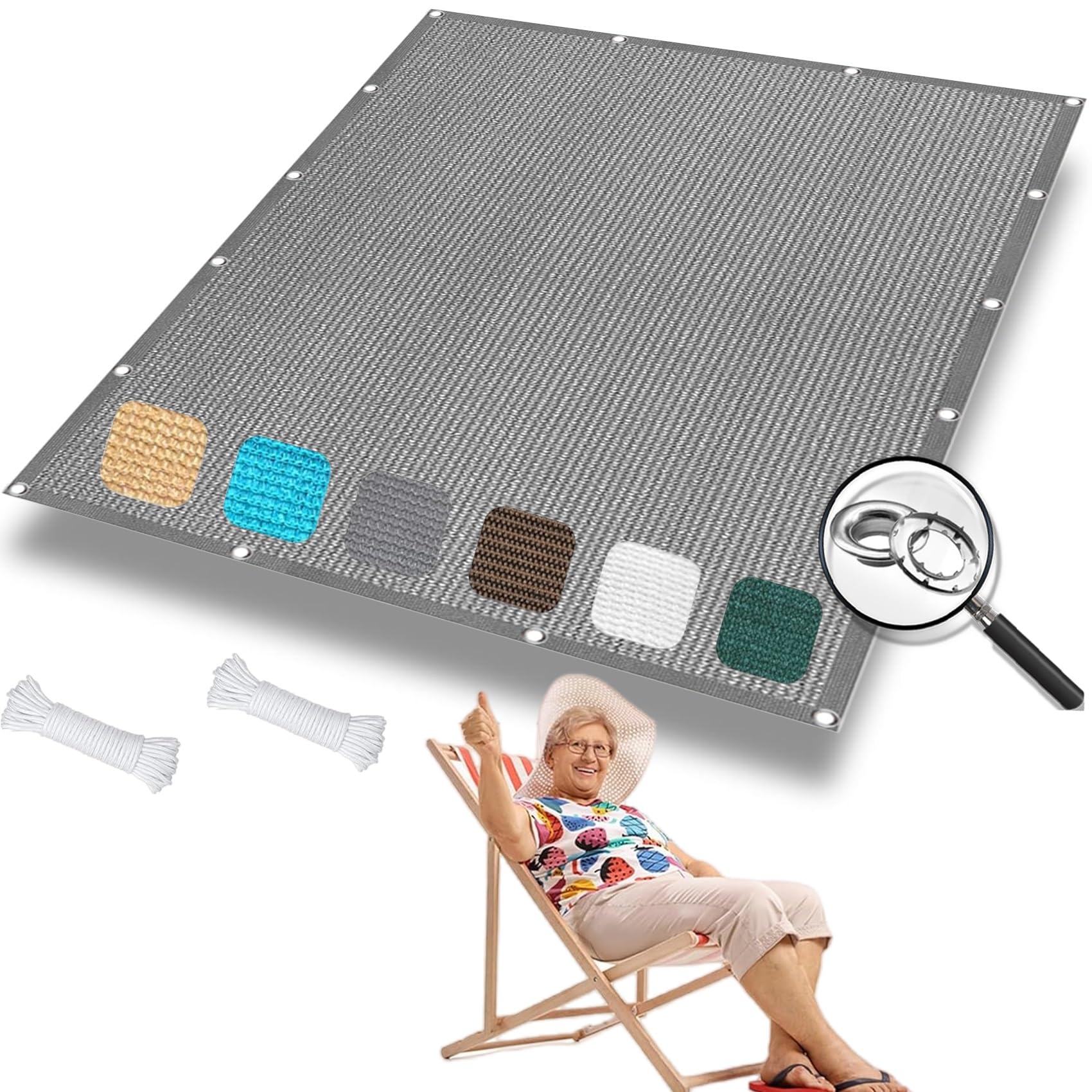 Toldo de sol de HDPE gris claro de alta densidad con costuras reforzadas