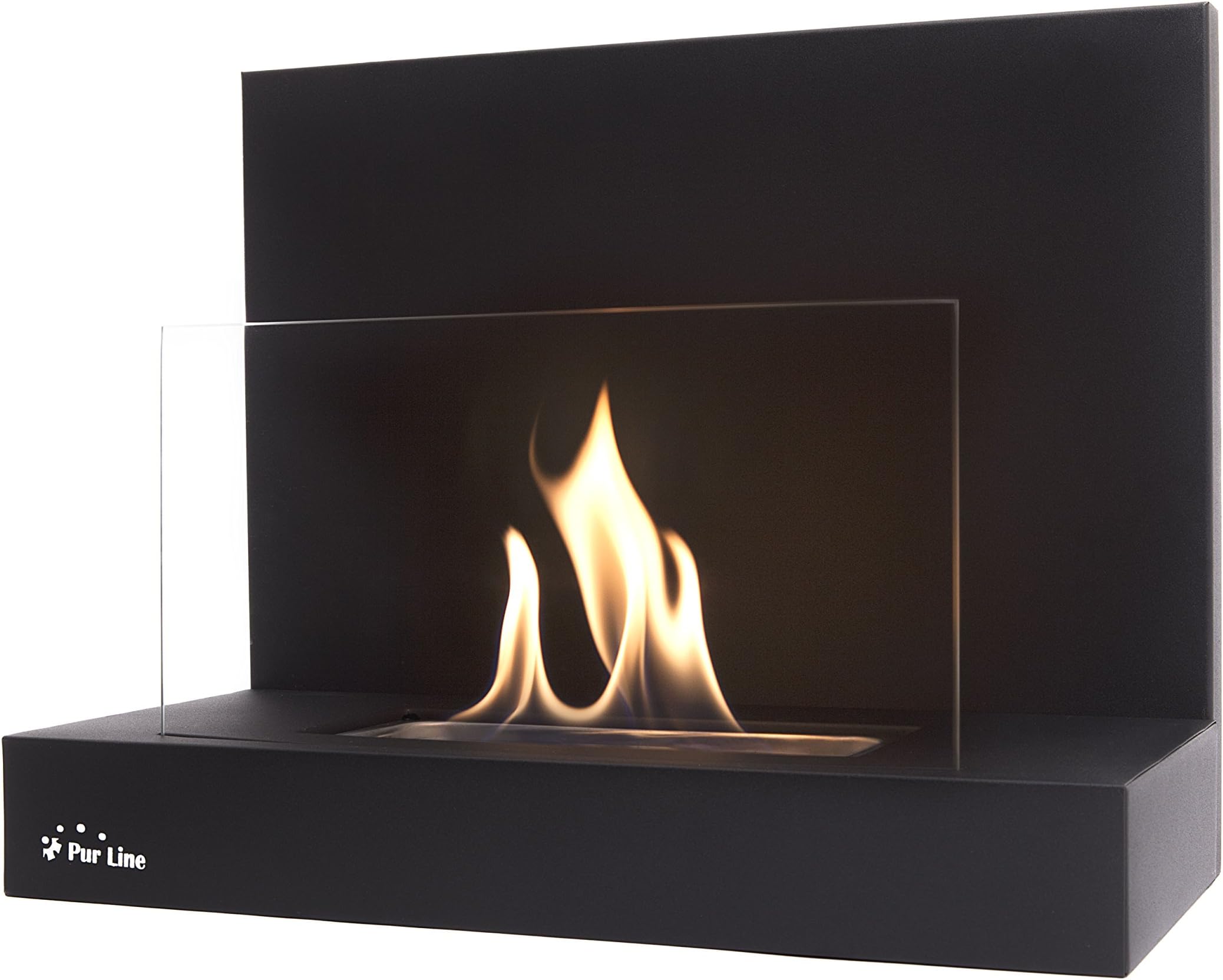PURLINE SIRIUS Biochimney with compact size and front glass that protects the flame