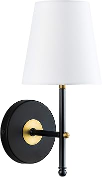 Tamb Wall Sconce with Fabric Shade | Antique Brass Hallway Light Fixture LL-SC201-AB