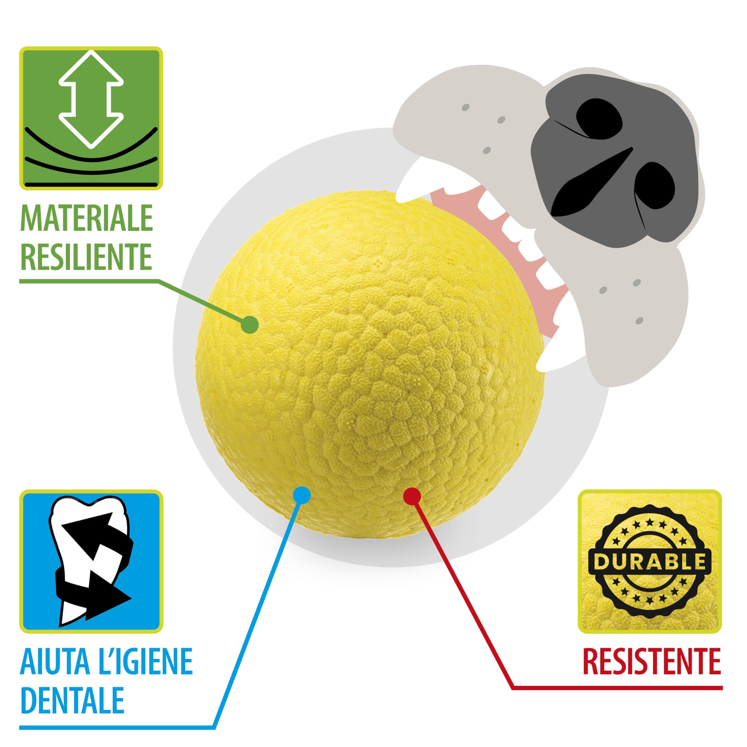 Ferplast CHEWA BOING BALL Giocattolo per Cani Super Rimbalzante e Galleggiante - Materiale innovativo resistente alla masticazione - Texture 3D per l'igiene dentale - Ultra Durevole - Design Italiano