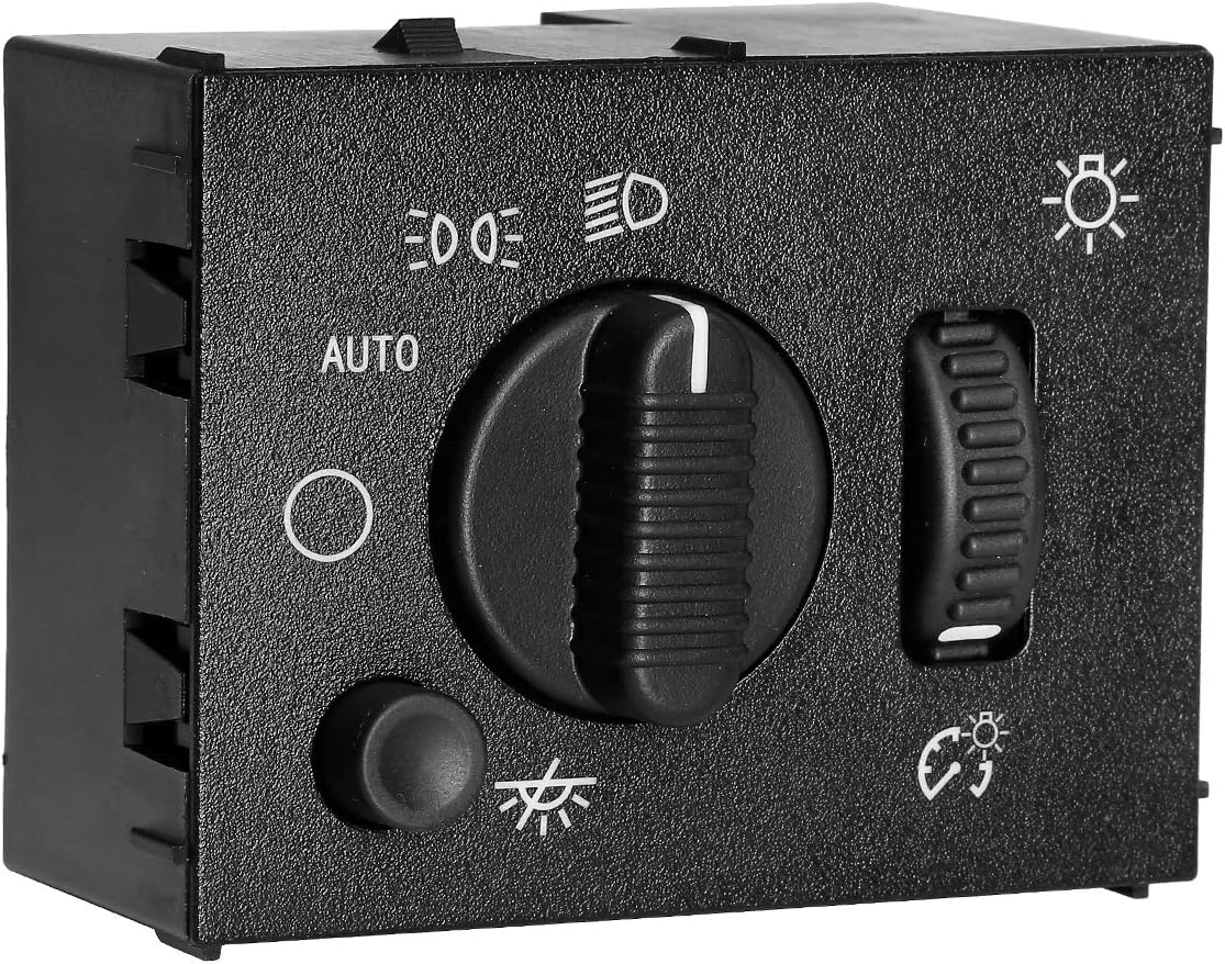 ATRACYPART Headlight Switch Headlamp Dimmer Switch Greenish LED Light | for 2003-2007 Chevy Silverado Suburban Tahoe Avalanche GMC Sierra Yukon Cadillac Escalade | Replaces# 19381535, D1595G, 15194803