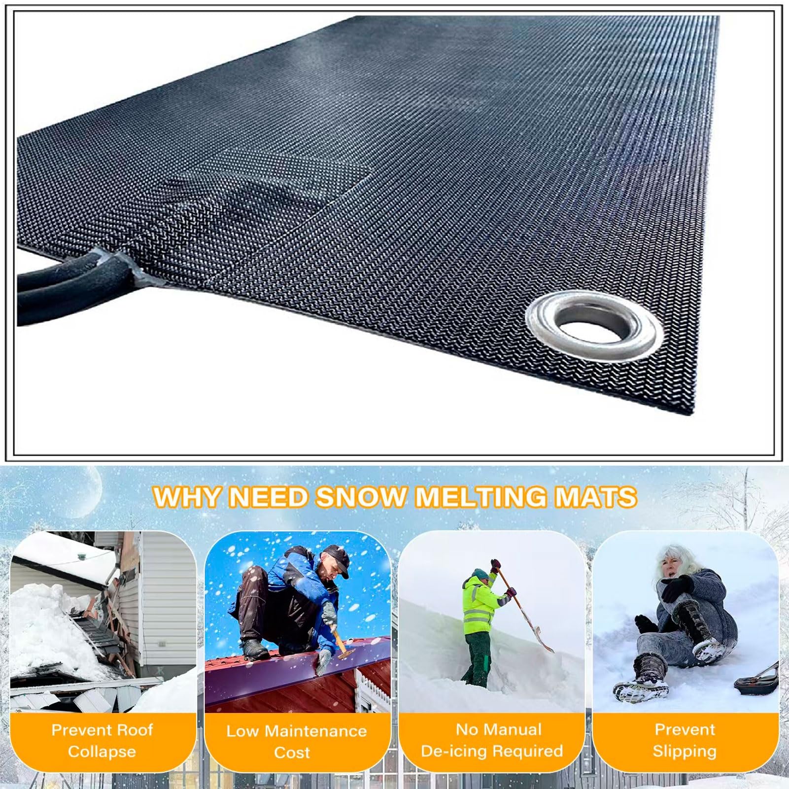 3pc Tapis De Fusion De Neige Chauffée, Tapis De Chauffage D'escalier Non Glissant, Tapis De Fusion De Neige Chauffés Pour Les Entrées, Tapis De Passerelle Pour Fonte De La Neige(38x38cm/15x15in)