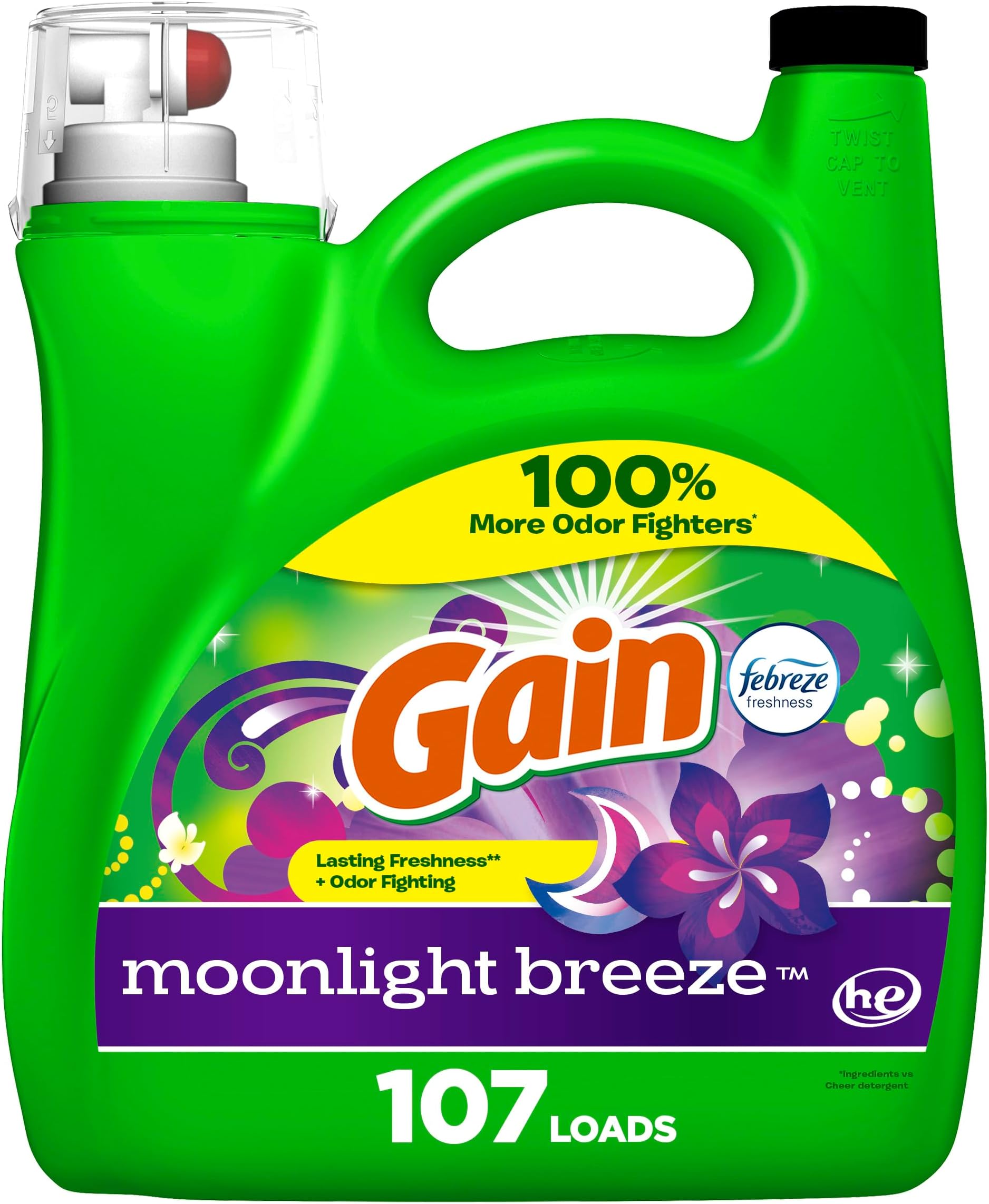 Gain + Aroma Boost Liquid Laundry Detergent Moonlight Breeze Scent 107 Loads 154 fl oz HE Compatible